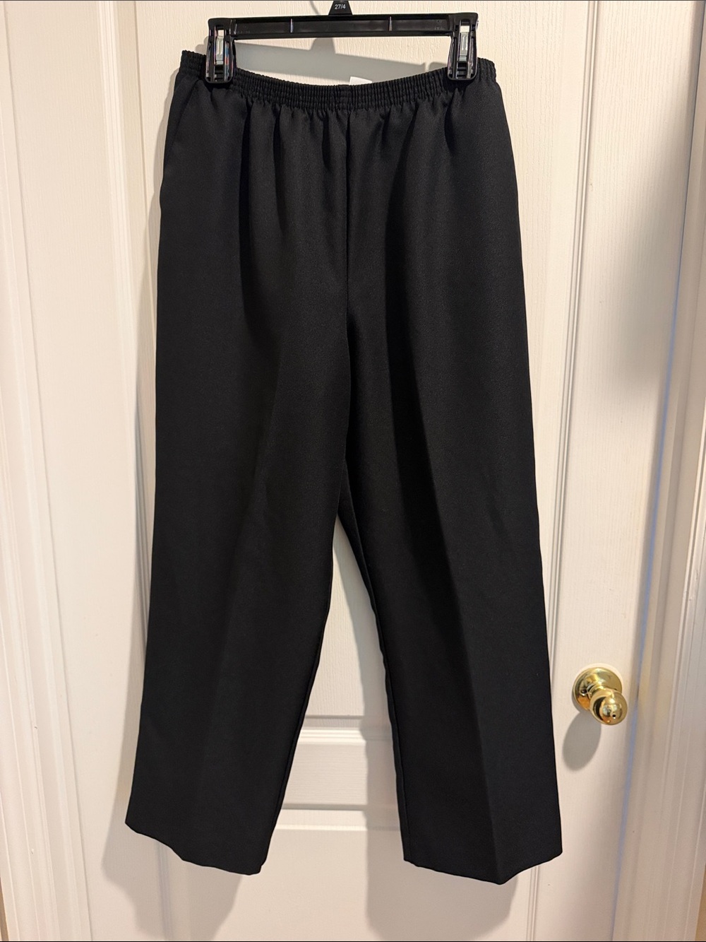 Alfred Dunner Black Elastic-Waist Pull-On Dress Pants